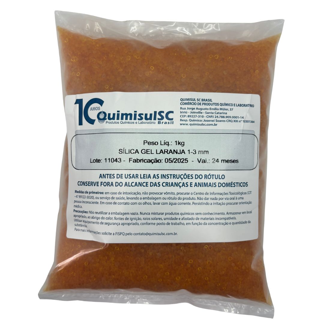 Sílica Gel laranja 1 a 3 mm - 1 kg - Atóxica