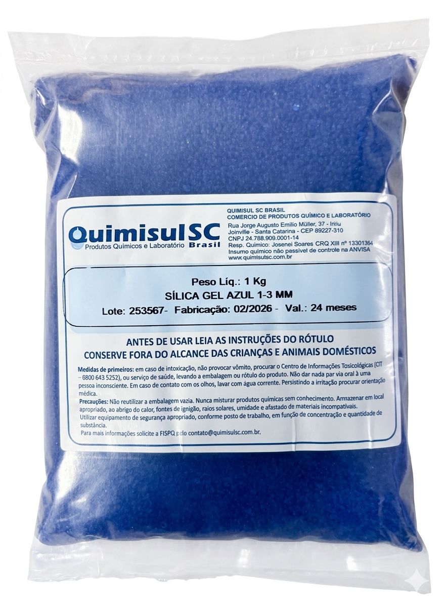 Sílica Gel Azul 1 a 3 mm - 1 kg
