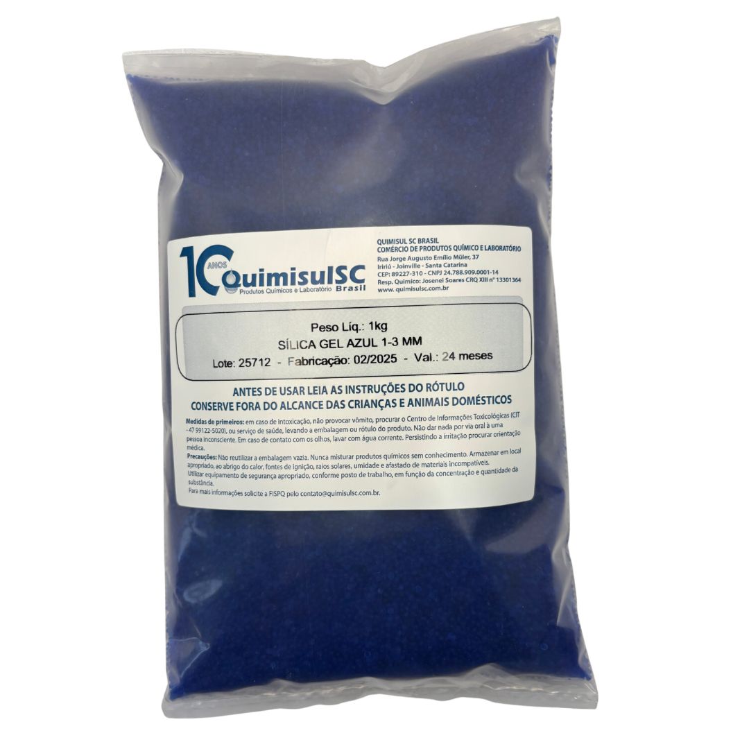 Sílica Gel Azul 1 a 3 mm - 1 kg