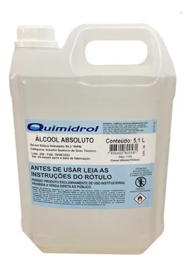 ÁLCOOL ETÍLICO ABSOLUTO 99,3% - 5 LITROS