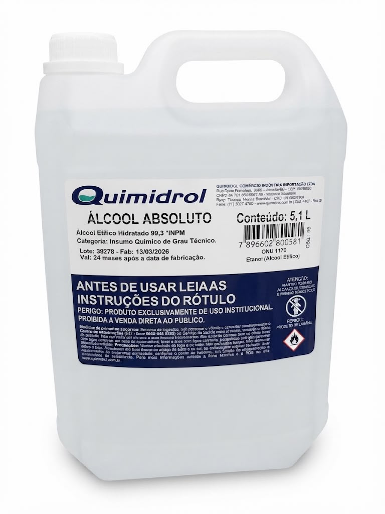 ÁLCOOL ETÍLICO ABSOLUTO 99% - 5 LITROS