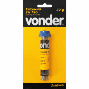 Estanho em fio, com fluxo, 1,0 mm, 63 x 37,com 22 g,VONDER