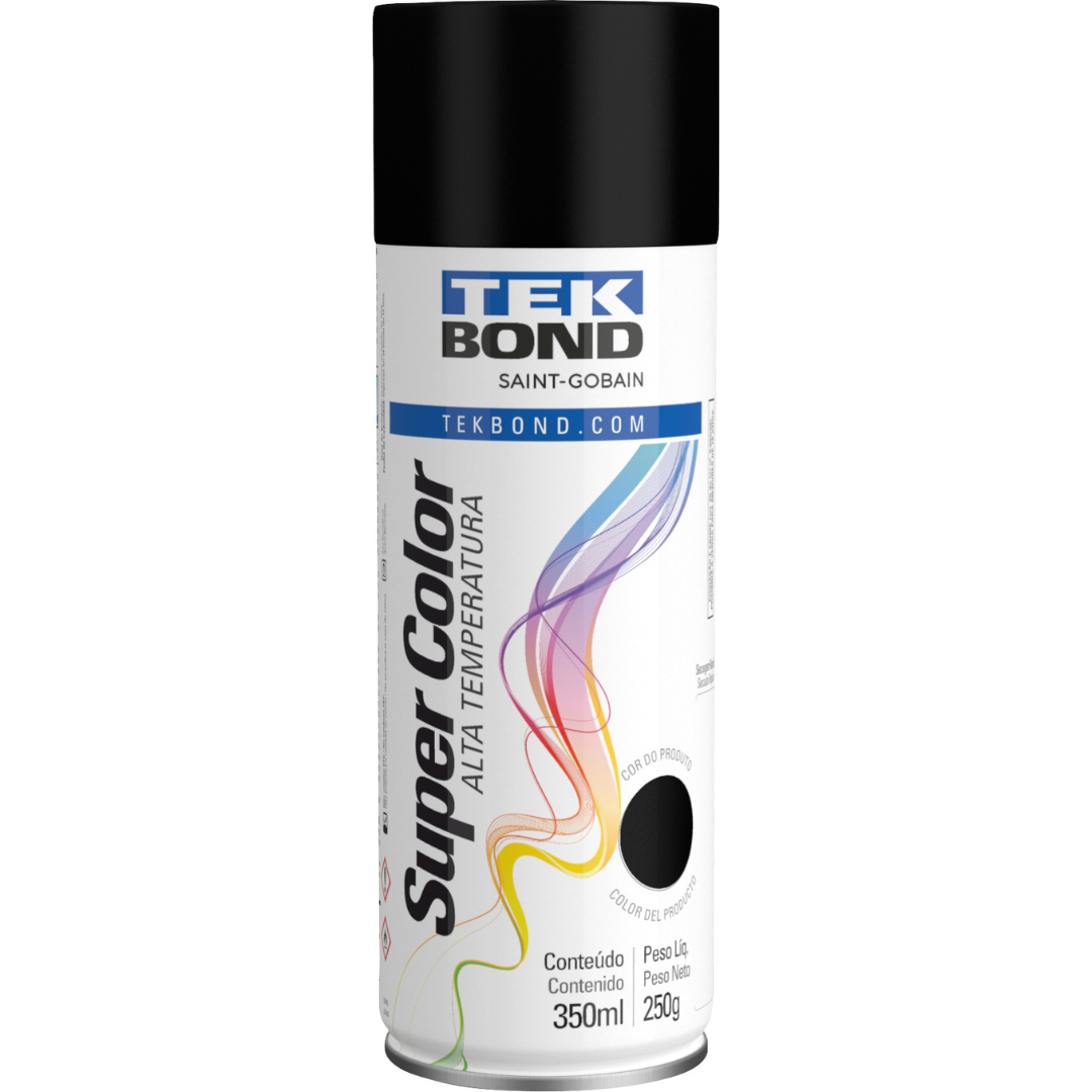 Tinta spray preto fosco alta temperatura, 350 ml, TEKBOND