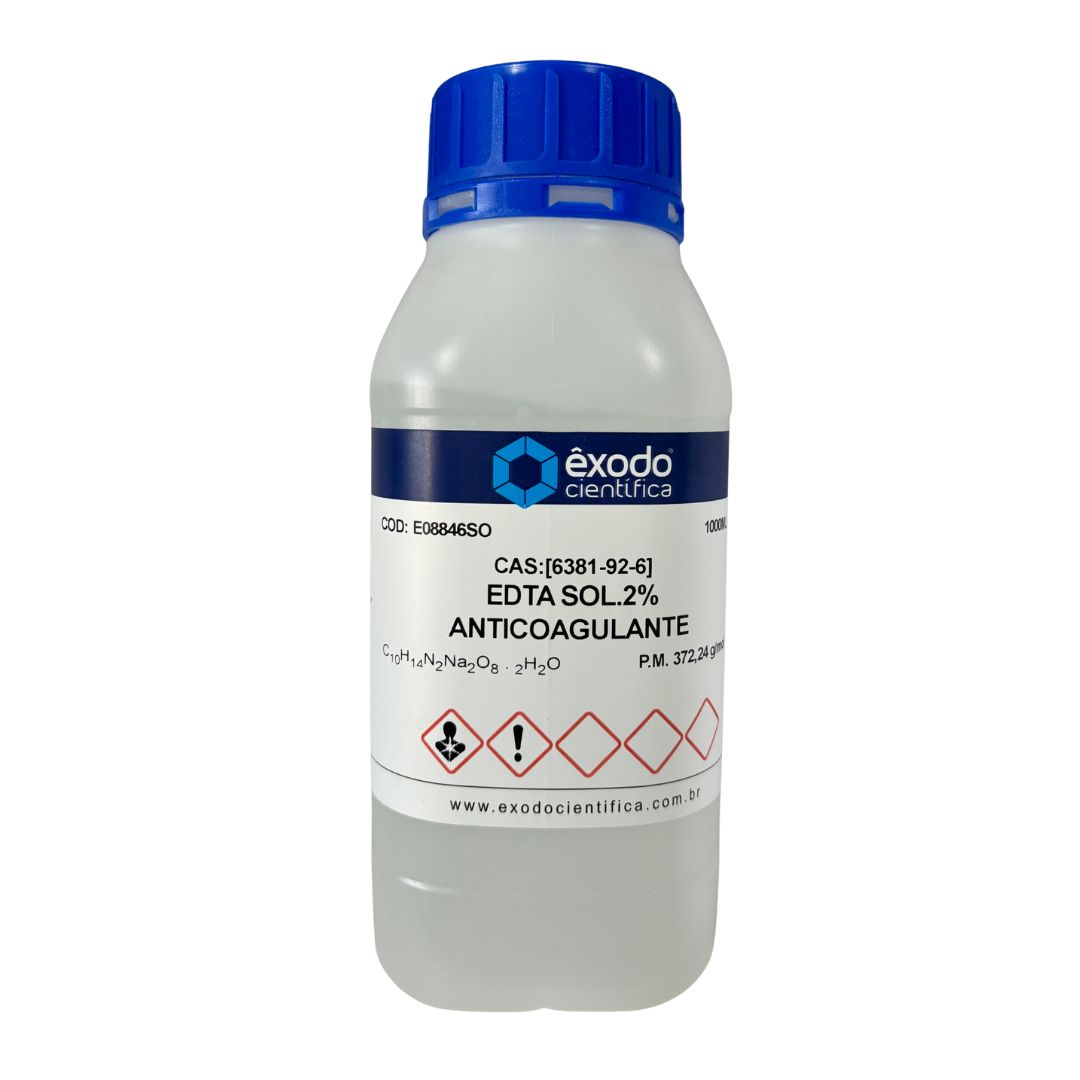 EDTA Solução 2% Anticoagulante - 1 Litro