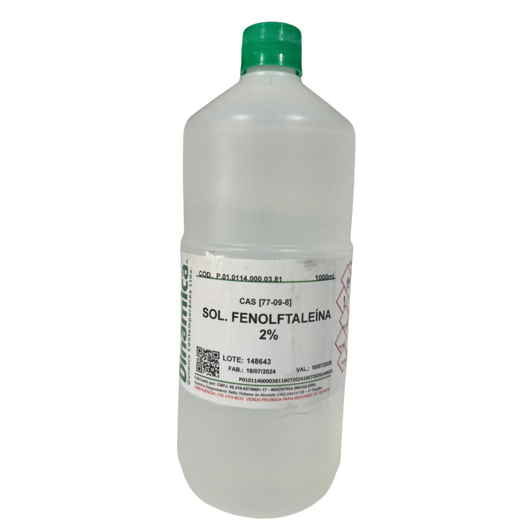 Solução Fenolftaleína 2% - 1 Litro