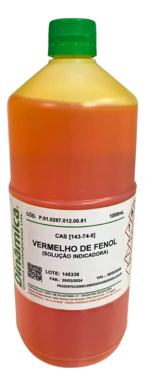 SOLUÇÃO INDICADORA VERMELHO DE FENOL 1 LITRO