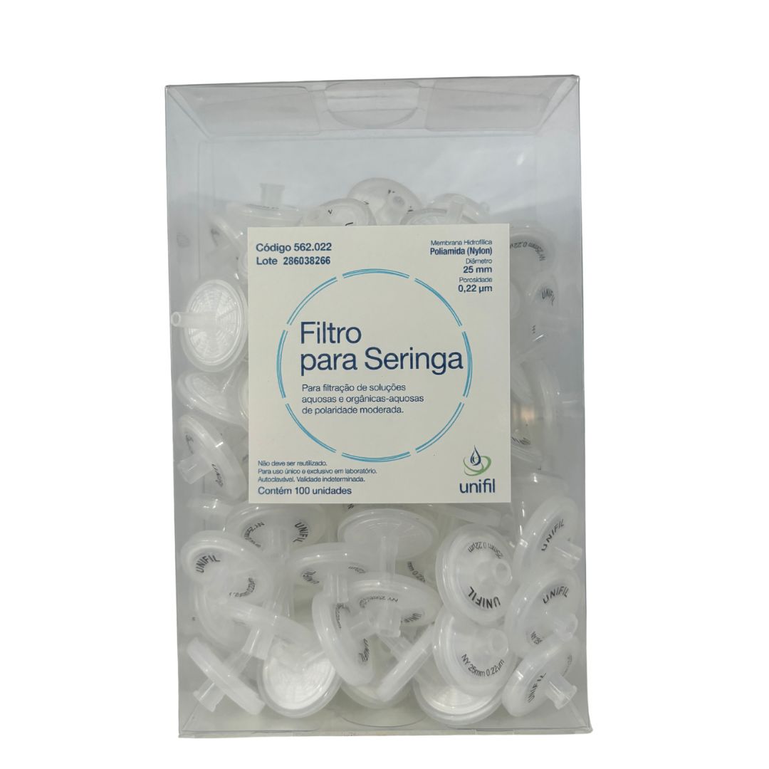 Filtro Para Seringa Pa (nylon) 25mm 0,22um 100und/pct Unifil 25 Ml