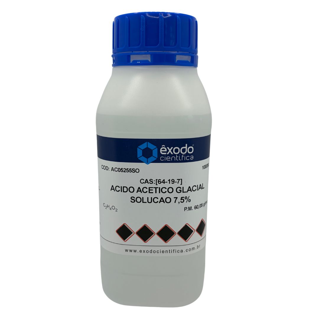Ácido Acético Glacial Solução 7,5% - 1 Litro